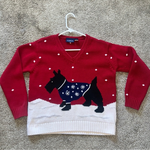 Liz Claiborne Sweaters - Liz Claiborne Red Sweater with Dog Design